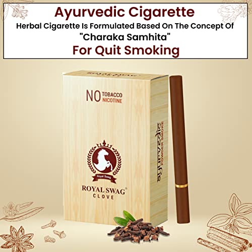 Image of Royal Swag Ayurvedic Herbal Cigarettes 100% Tobacco & Nicotine Free Clove Flavour (20 Sticks) Smoking Cessation - Helps To Quit Smoking | (Pack Of 20)