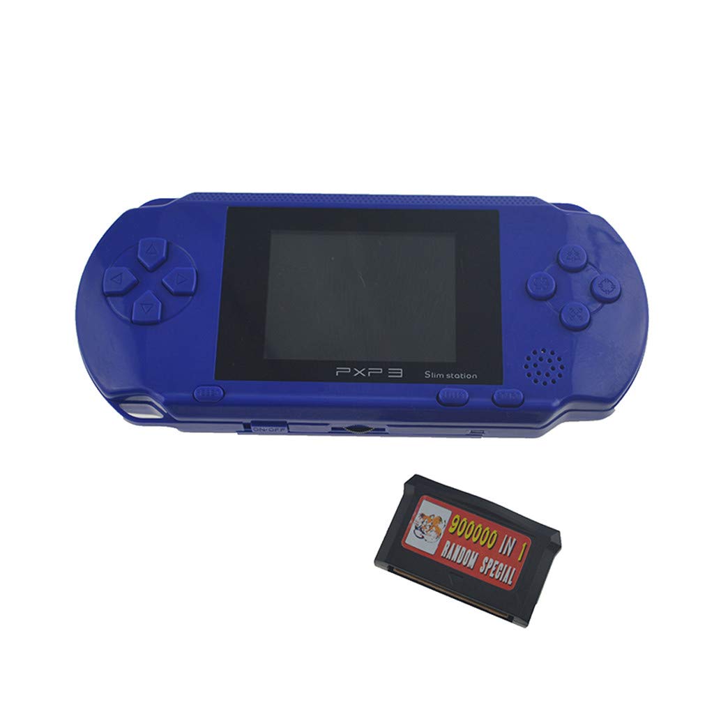 Momola Console de Jeu Portable PXP3 Console de Jeu Classique Portable 16 Bits LCD Game Player pour Enfant Cadeau Anniversaire (Bleu)