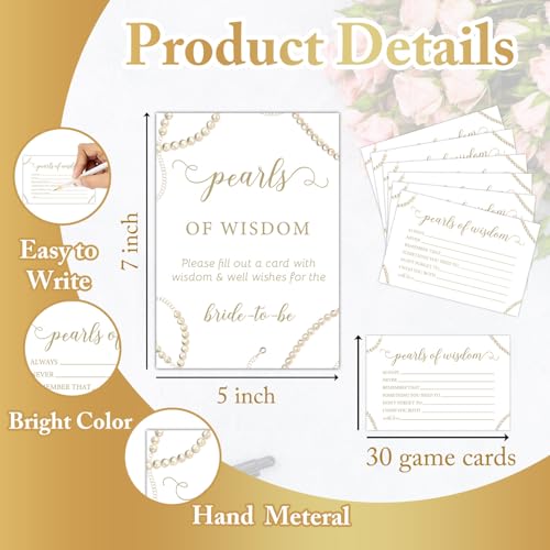 image for DEANHOT Pearls Of Wisdom Bridal Shower Card, Pearls Of Wisdom Game Car