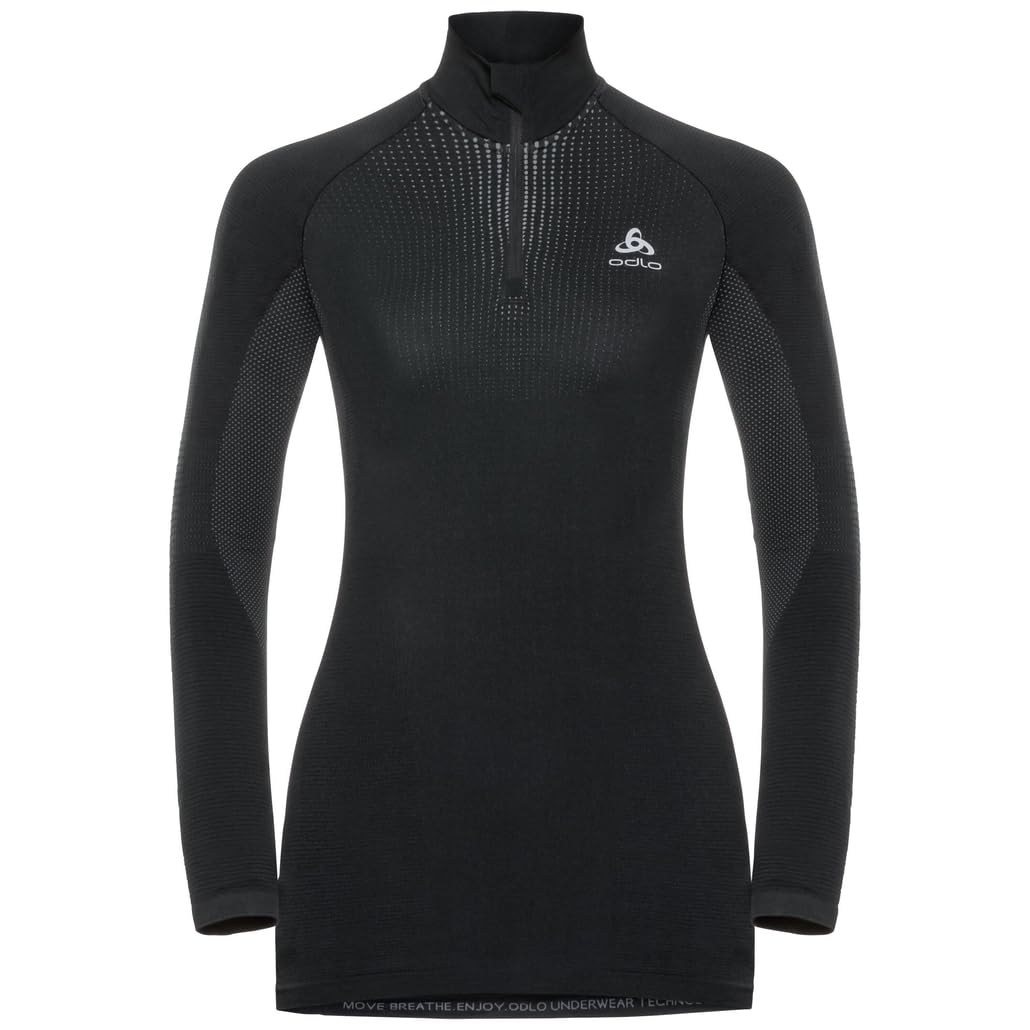 Odlo Bl Top Turtle Neck L/S Half Zip Performa-Grey Melange/Black, Intimo-Mujer