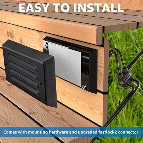 Image of SUNVIE LED Low Voltage Step Lights 3000k Step Light Outdoor 5W Low Voltage Deck Lights with Horizontal Louver Faceplate Deck Stair Light for Stairs Fence Post Fastlock2 Connectors Included, 12 Pack