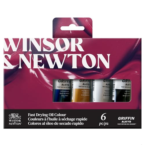 Winsor & Newton 1990151 Óleo Griffin Alkyd, Colores al óleo de secado rápido   Set Principiantes, 6x 37ml