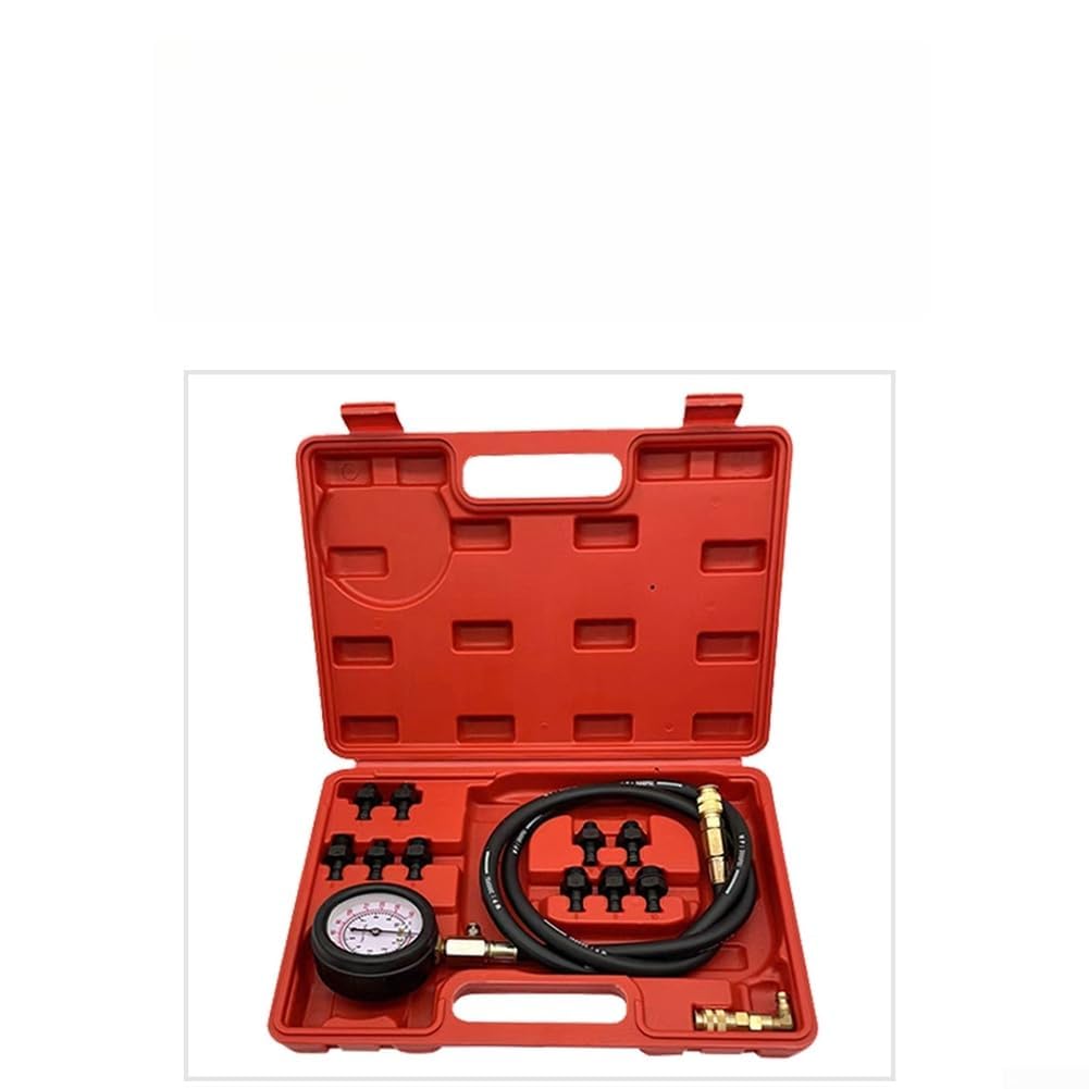 Kit di test della pressione dell'olio motore dell'auto, 13 pezzi, con alloggiamento di precisione da 0 a 140 psi, realizzato in acciaio ad alta resistenza e raccordi in rame