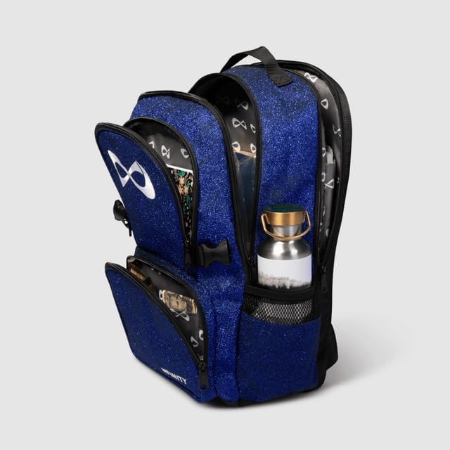 Miniatura 3 de Mochila Nfinity Sparkle para porristas Acabado brillante, ligera y duradera, con amplio almacenamiento y correas ajustables, Mediana