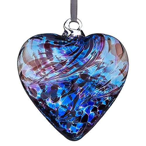 Glass 12cm Large Friendship Heart Hanging Hand Purple Craft Keepsake Ornament Sienna