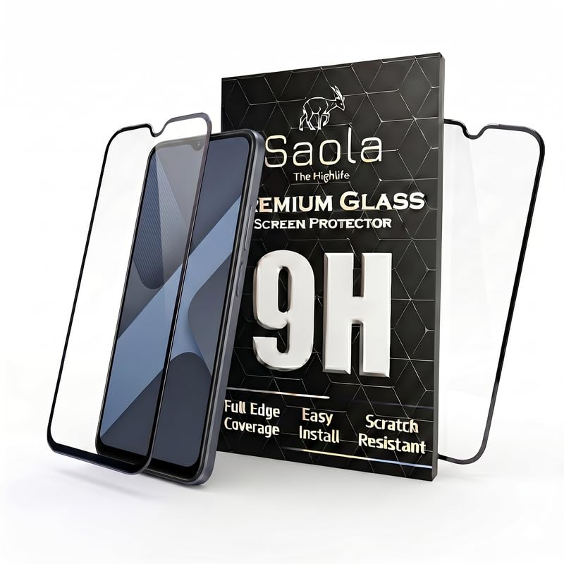 Image of Saola Hd+ Oleophobic Tempered Glass Screen Protector For Vivo Y02 Smartphone (Pack Of 2) With Free Installation Kit. Full Screen Coverage - 6.51 Inch