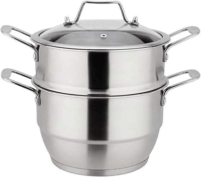 WPYYI Stainless Steel Pot Small Steamer Double Thickening Cooking Dual-use Pot Two Layer Soup Pot Stew Pot Steamer Pot Bamboo