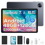 Luzglo P10 Android 16 Tablet 10 Pollici, 48GB RAM+128GB ROM/2TB TF, Gemini AI, 90Hz, 7000mAh, WiFi 5, Face ID, OTG, Jack 3,5 mm, Widevine L1, Tablet con Tastiera e Penna, Grigio
