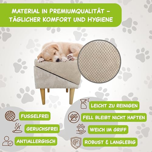 Outentin Hundetreppe Klappbar – Rutschfeste Hunderampe & Weiche Haustiertreppe für Kleine & Große Hunde, Treppe für Sofa & Bett, Stabil & Faltbar, Möbeloptik, 36 cm Hoch – Zuhause & Unterwegs,Hellgrau