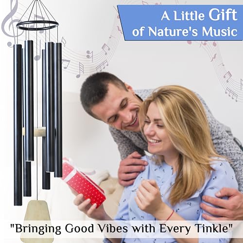 Image of ZAICUS 41 Inch Large Wind Chime for Home Balcony, Outdoor Garden & Vastu - Soothing Sound, Hanging Decor- Black
