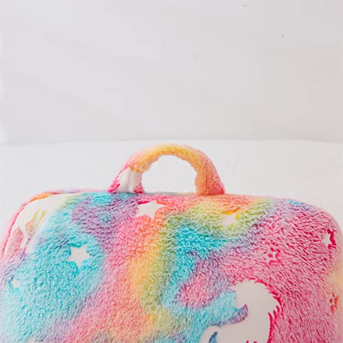 Aimuan Reading Pillow Glow In The Dark Bed Rest Wedge Kids Glow Backrest Pillow Unicorn Print With Arms Back Support For Sitting Up In Bed Cushion, Rainbow #TOP7