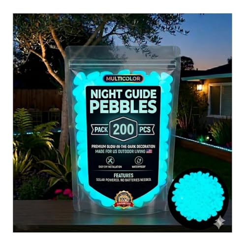 2026 Colorful Glow-in-the-Dark Garden Stones Night Guide Luminous Pebbles Rainbow Glow in the Dark Stepping Rocks Outdoor Landscaping Decor Glowing Stones Fish Tank Aquarium Decorations (600, Blue)
