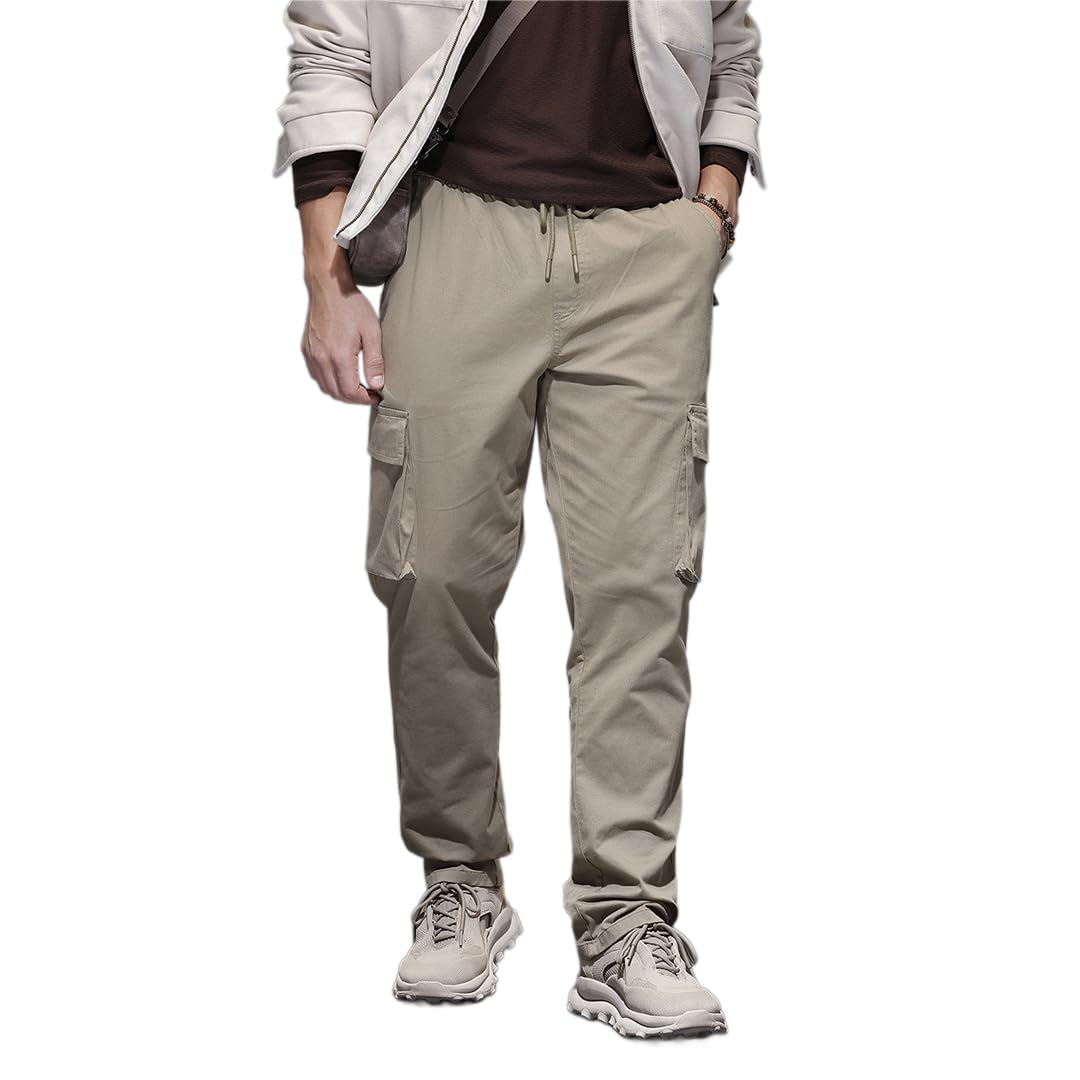 wrogn Men's Cotton Stretch Joggers | Solid | Straight Fit-picture-33