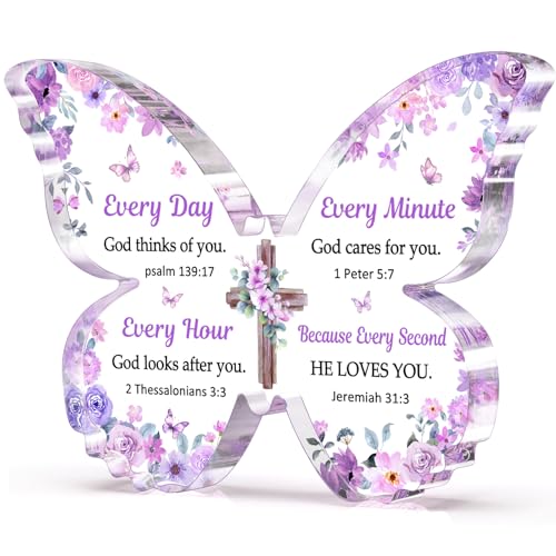 Christian Gifts for Women Faith, Butterfly Acrylic Plaque Decoration, Birthday...