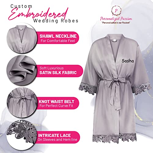 Personalized Bridesmaid Robes with Name - Long Sleeve Satin Bride Robe for Wedding Day - Short Bridal Kimono Robes for Women4