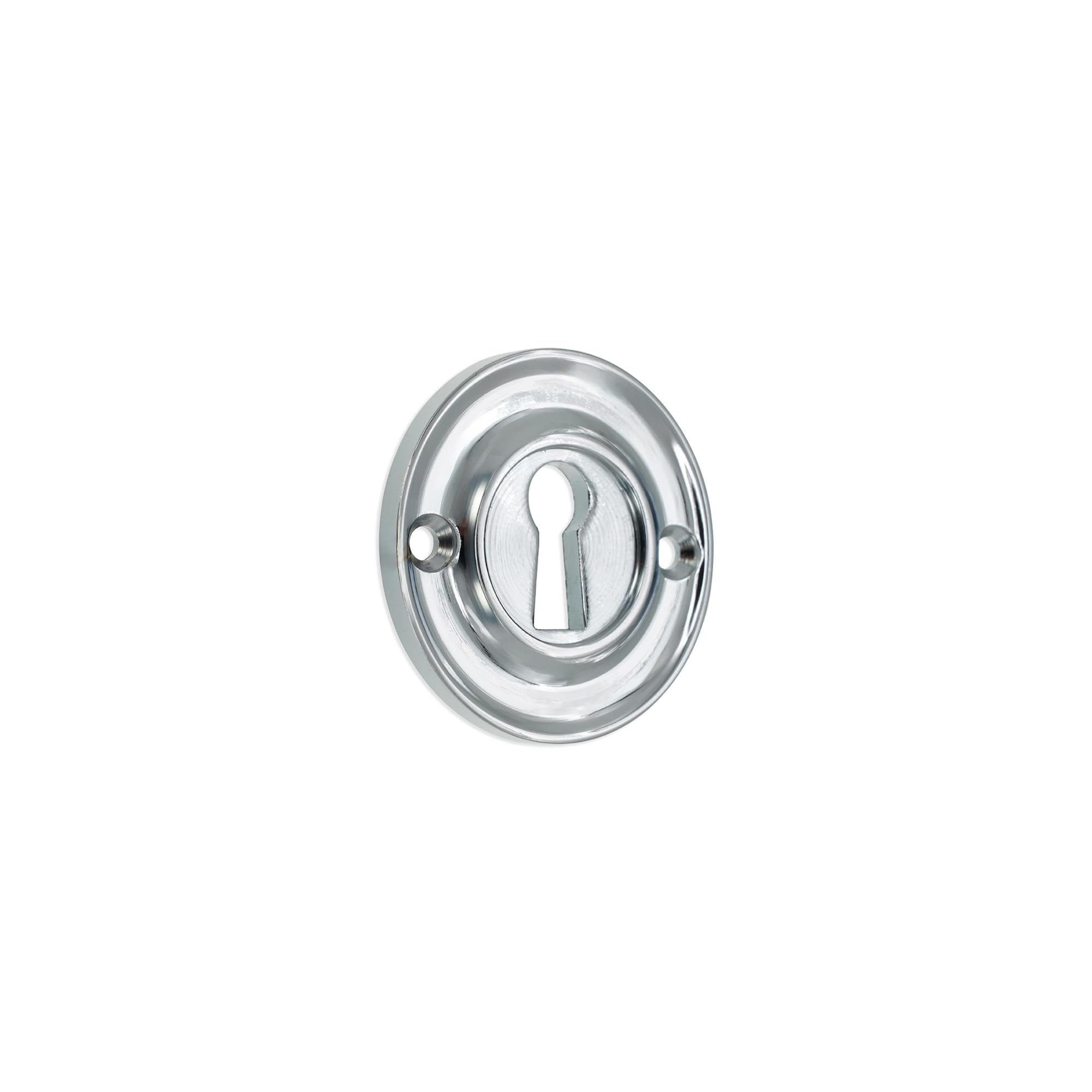 Infinity Decor Solid Brass Vintage Style Slimline Standard Escutcheon Door Lock Keyhole Cover for Front Doors 42mm (Polished Chrome)