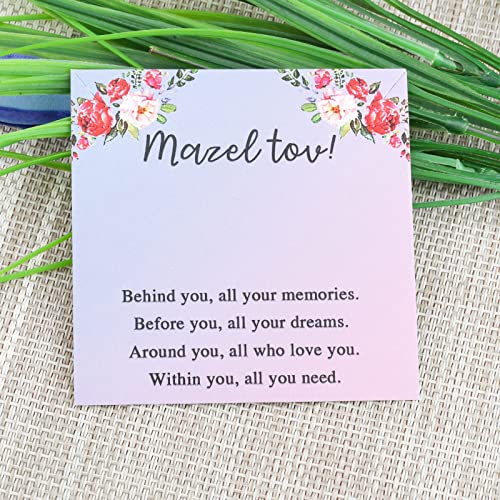 FEELMEM Bat Mitzvah Gifts for Girls Mazel Tov Congratulations Necklace Behind You All Your Memories Love Heart Gift3