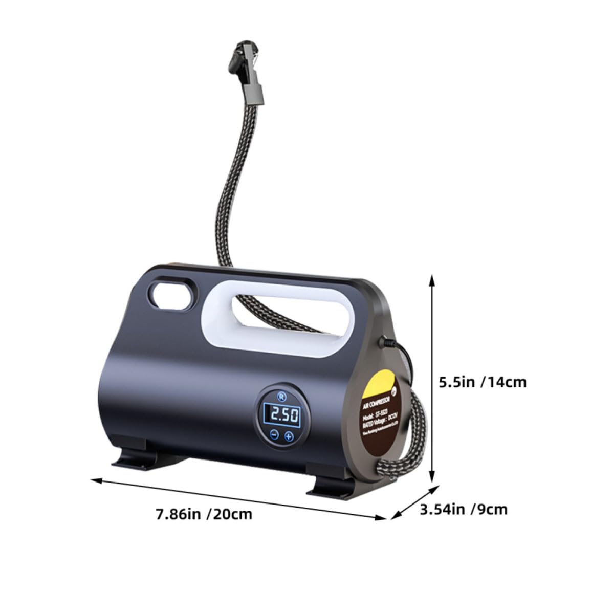 HOMSFOU Compresor de Aire Portátil para Coche y Bicicleta Pantalla Digital, Bomba de Neumáticos 120w Dc12v, Material Abs, Inflador Multifunción para Uso en Carretera