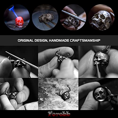 Skull Stud Earring 925 Sterling Silver Handcrafted Gothic Rock Punk Diablo Biker Retro [Moon 60087]3