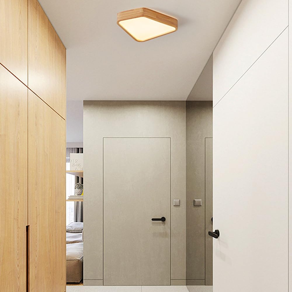Sufitowa Led, Półpłaska, Sufitowa, Drewniana Sufitowa Do Sypialni Z Akrylowym Kloszem, Nowoczesne Minimalistyczne Lampy Sufitowe Do Kuchni, Korytarza I Pralni/35 Cm