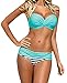EVALESS Women's Push up Two Piece Bikini Swimsuit Candy Patch Padded Swimwear Light Blue Medium