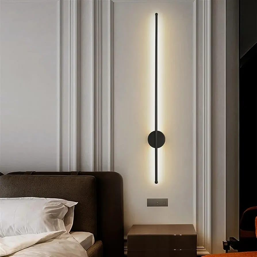 Image of Glowave Modern 600mm LED Long Tube Wall Light - Tricolour | White, Warm White, Natural White | (Black)