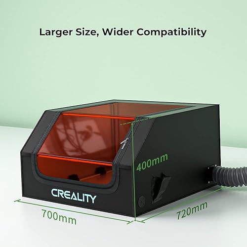 Miniatura 9 de Creality - Carcasa para grabador láser V2.0 a prueba de fuego y polvo, 28.346 x 28.346 x 15.748 in, ventilador de escape de 4000 RPM y tubería, se