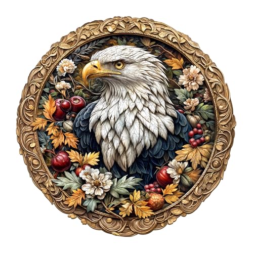 Wooden Puzzles for Adults, Retro Eagle Jigsaw Puzzle 13.4x13.4in 290pcs