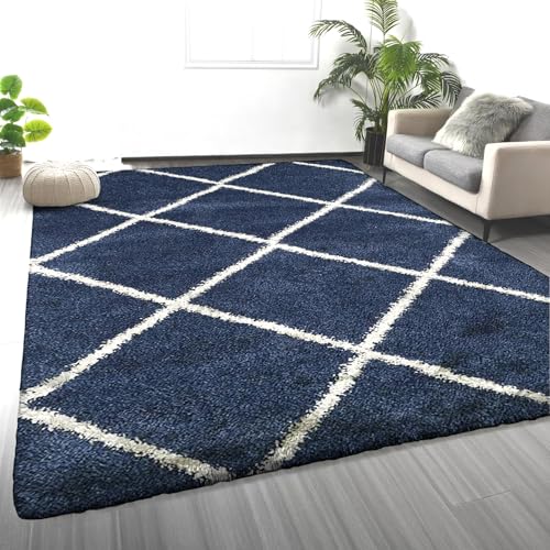 Image of 6x9 feet Soft Area Rug for Living Room and Bedroom, Modern Indoor Floor Carpet with Non-Slip Backing, Comfortable Decorative Home Decor Rug, Easy Clean & Durable- (Blue B, Rectangular)
