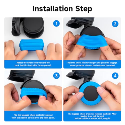 2025 Upgraded 8 Pcs Luggage Wheel Covers, Silicone Protective Covers for 2-2.4" Suitcases Spinner Wheel, Wear-Resistant, Anti-Noise, Thickened Protector, Travel Accessories (Blue)3