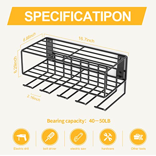 Coolshare Power Tool Organizer Wall Mount,3 Layers Cordless Drill Storage Rack,Screwdriver And Drill Holder,Metal Heavy Duty Floating Tool Shelf,Battery Rack For Garage,Good Father's Day Gifts(2 Pack) #TOP1