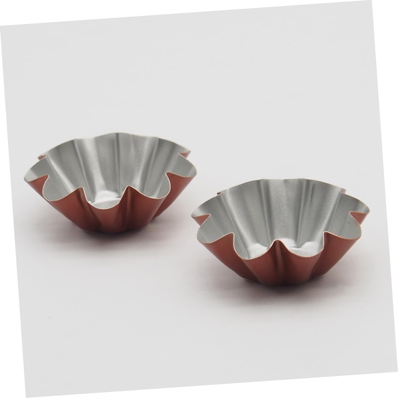 SHOWERORO 12pcs Reusable Golden Metal Flower Tart Molds Egg Tart Baking Cups for Muffins Cupcakes and Desserts Excellent Heat Conductivity