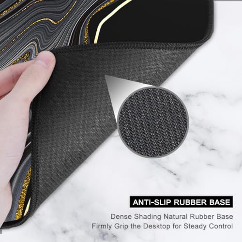 Image of Auhoahsil Extended Mouse Pad, XXL Gaming Mouse Pads, Large Big Mousepad Laptop Computer Keyboard Mat Desk Pad with Non-Slip Base Stitched Edge for Gaming Office Men Women, 31.5 x 15.7 in, Black Marble