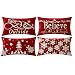 NIDITW Set of 4 Happy Holiday Baby Its Cold Outside Believe Snowflakes Cotton Linen Throw Pillowcase Cushion Cover Sofa Chair Decorative Rectangle 12x20 Inches