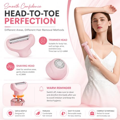 Image of Bikini trimmers for women 2-in-1 Trimmer for Women | Bikini Trimmer | Eyebrow Trimmer & Facial Hair Removal Machine | 90 Mins Runtime