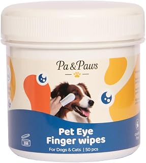 Pa & Paws Pet Eye Finger Wipes – 50pcs | Gentle Tear Stain Remover for Dogs & Cats | Chamomile & Vitamin E | Alcohol-Free ...