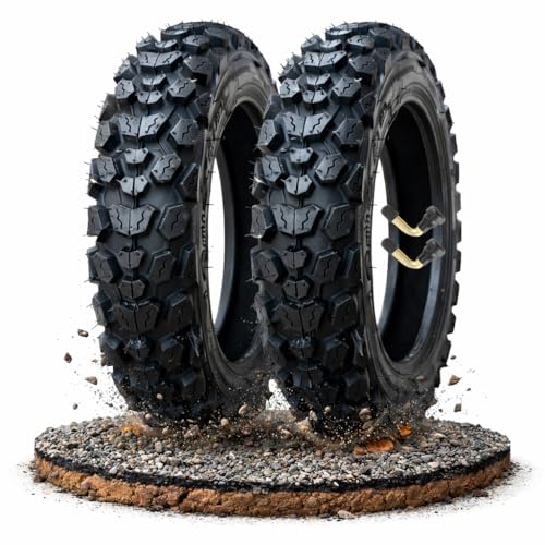 Set of 2 3.50-10 Tubeless Scooter Tires Knobby Off Road Block Tread 58J Load Rating 519 LBS Capacity 300KPa / 44 PSI Replacement Tire for Street Gravel and Mixed Terrain Fits 10 Inch Ri_ms