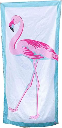 The Royal Standard Toalla de playa de microfibra 34x70, Caribbean Flamingo Aruba AzulRosa Claro