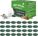 Mouse Repellent Tablets (28-Pack) - Powerful Peppermint Oil Rodent Repellent for Indoor & Outdoor Use, Cars, Home - Also Repels Rats, Squirrels, Ants, Roaches, Spiders - Safe for Family & Pets