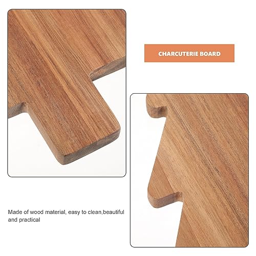 Luxshiny Christmas Tree Charcuterie Board, tabla de cortar y bandeja de madera para snacks, quesos y aperitivos navideños, forma de árbol de Navidad miniatura 4