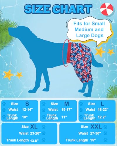Image of CuteBone Dog Swim Trunks Swimsuit Durable & Comfortable - Quick-Dry, Adjustable Waistband Shorts, UV Protection Bikini- Perfect for Beach, Pool & Outdoor Fun, Dinos DST12M