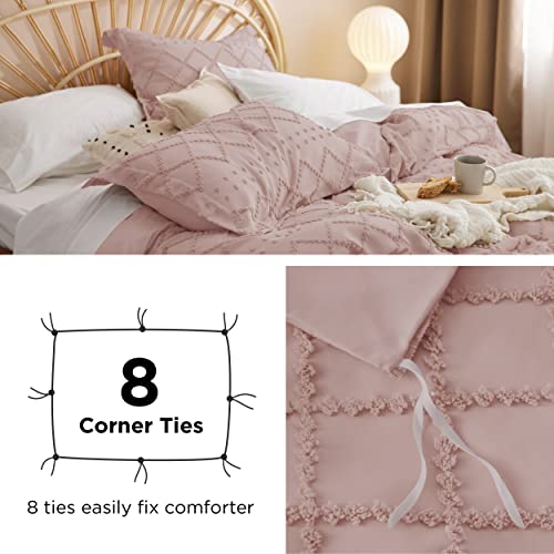 Bedsure Duvet Cover King Size - King Duvet Cover Set, Boho King Bedding Set For All Seasons, 3 Pieces Embroidery Shabby Chic Home Bedding Duvet Covers (Coral Pink, King, 104X90'') #TOP5