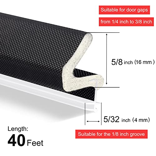 40 Feet Door Weather Stripping, Kerf Weather Stripping For Doors With Groove, Kerf Door Seal For Large Gap And Easy Installation(40, Black) #TOP2