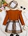 Winter Girl Clothes 4-5T Toddler Fashion Little Girls Outfits Fall Winter Gingham Ruffle Cute Bow Skirt Downtown Dress Cute Hat Overall Thanksgiving Outfits Brown Set
