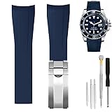 Senphyton Rubber Silicone Curved Lug Watch band Strap 20mm Compatible with Rolex Watch - for Rolex Watch Bands