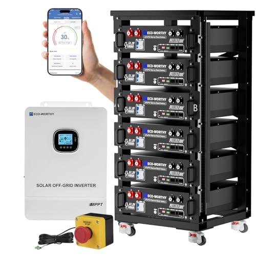 ECO-WORTHY Home Power Station Backup Power,10000W AC Output+30720Wh LiFePO4 Battery with Communication Bluetooth WiFi+6-Layer Movable Server Cabinet f