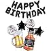 PANRRPERS Beer Cup Balloons Whiskey Bottle Beer Mug Shape Black Happy Birthday Mylar Foil Balloon 16 Inch Summer Party, Birthday Party Decorations for Women and Men (Black Balloons)