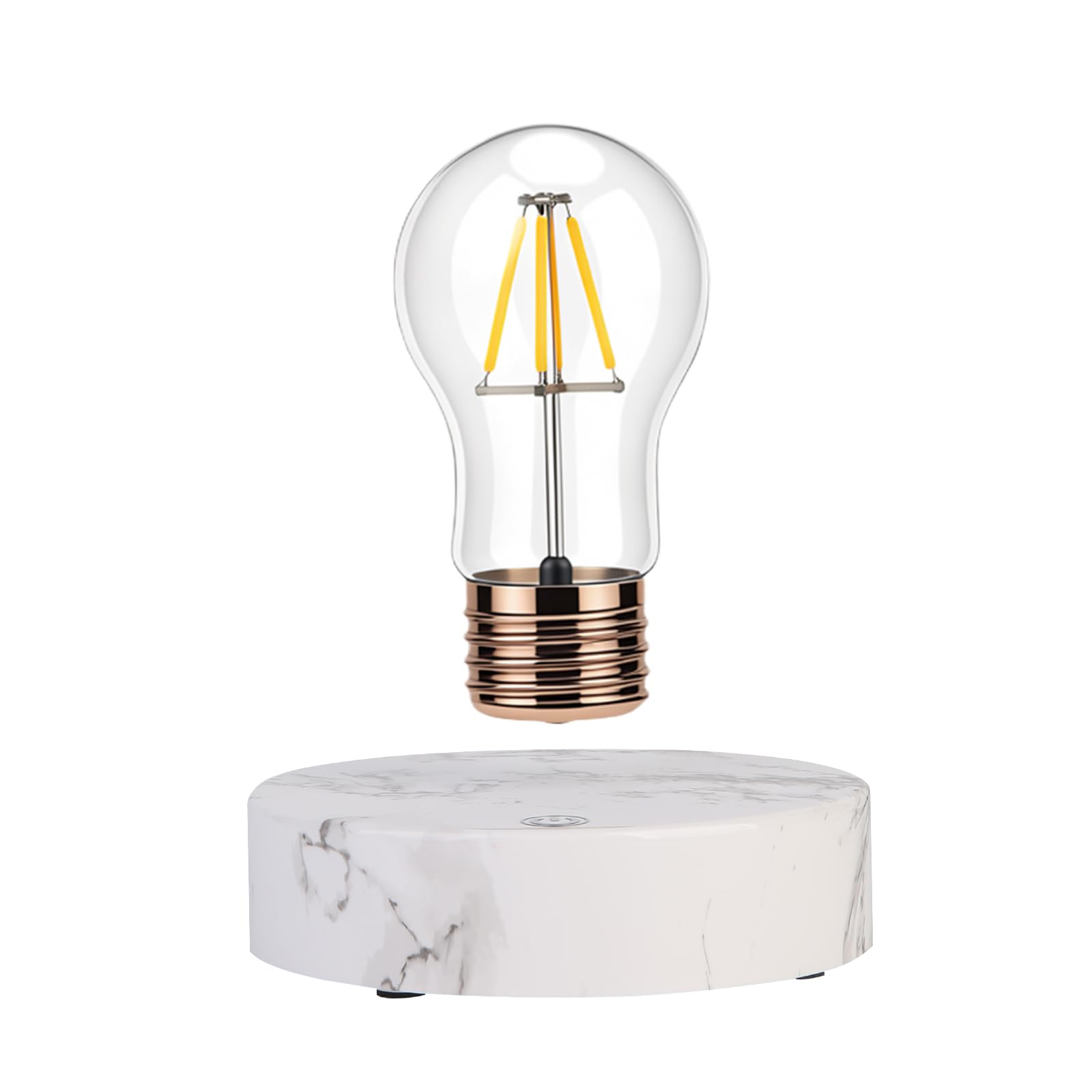 Magntive Schwebende Lampe, schwimmende schwebende Glühbirne mit rundem Marmorsockel, Schreibtischlampe, kabellose schwimmende LED-Lampe, einzigartiges Geschenk, modernes minimalistisches Nachtlicht
