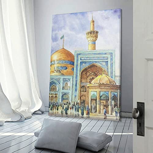 Islamic Architecture Painting Art Poster, Islamic Artwork, Mosque Art, Home Wall Decoration Study Ro Canvas Painting Wall Art Poster For Bedroom Living Room Decor 24X36Inch(60X90Cm) Frame-Style #TOP2