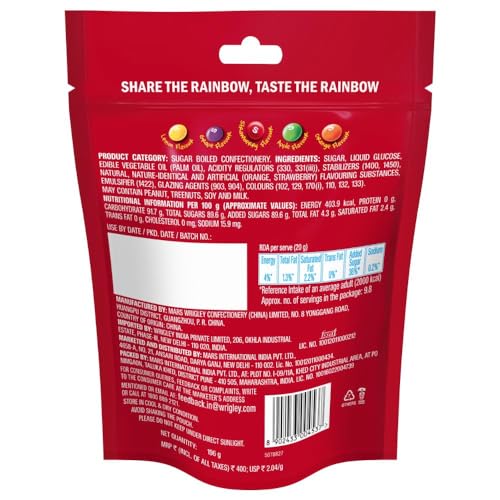Image of Skittles Original Bite-Size Fruit Flavoured Candies, 196 Grams Pack
